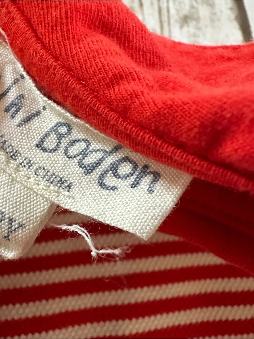 Mini Boden red and white striped dress
